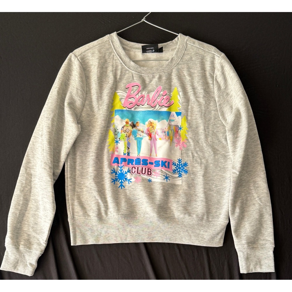Barbie Apres-Ski Club Graphic Sweatshirt Heather Gray Crewneck Medium